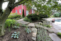 Plantings along walkway